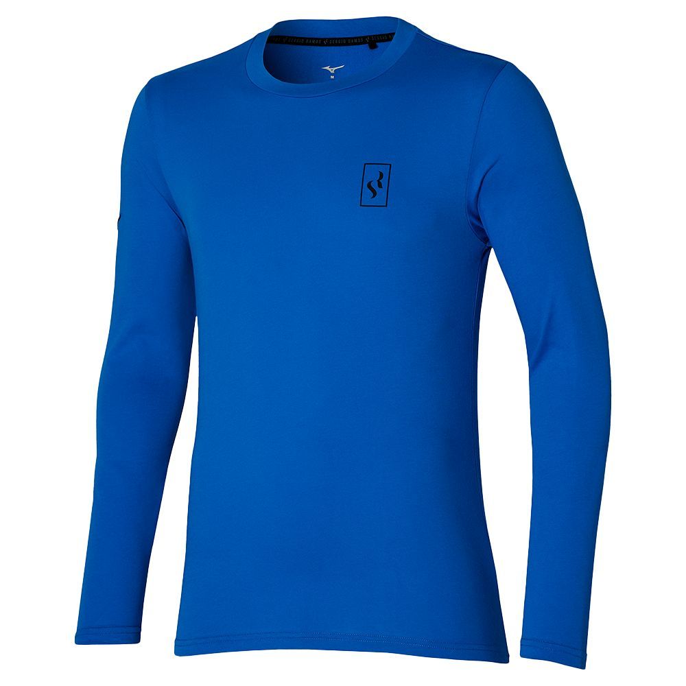 Blue Mizuno Long Sleeve Shirt Sr | DGSELX805