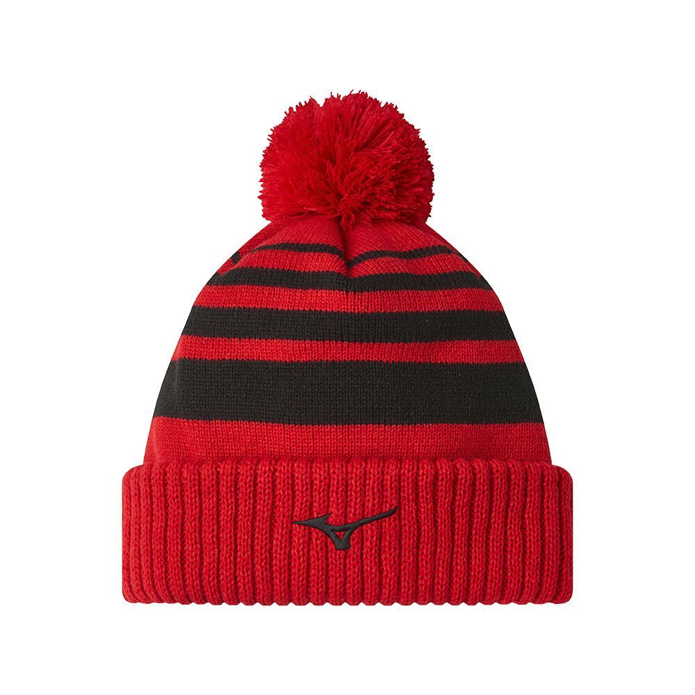 Red Mizuno Breath Thermo Pom Beanie | HOWQYC795