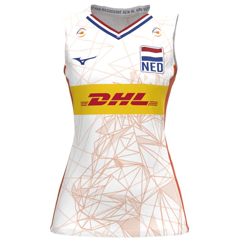 White Mizuno Nevobo Volleyball Match White Shirt | QCAZDJ951